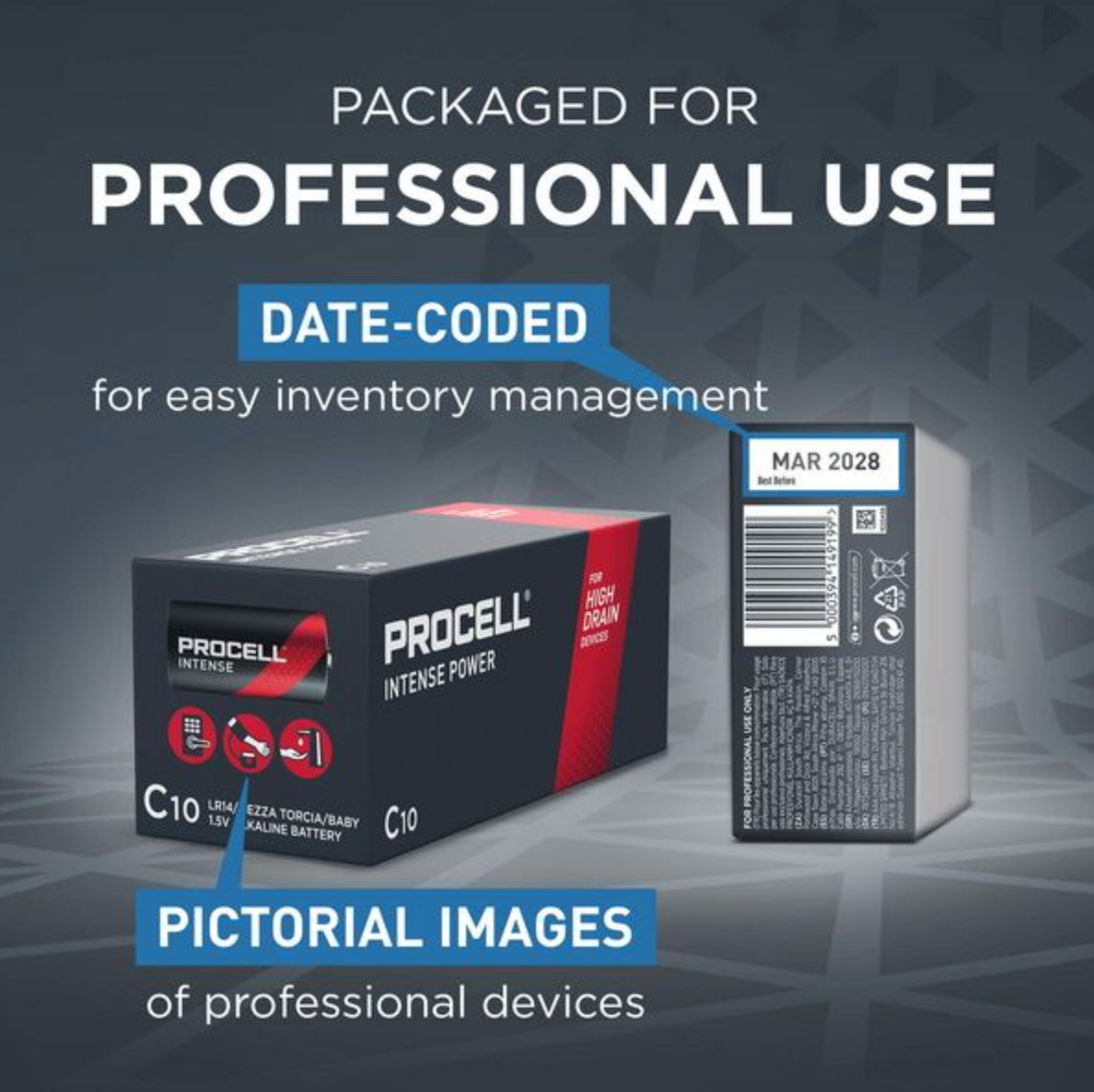 Duracell Procell Intense Power C LR14 Batteries - Pack of 10